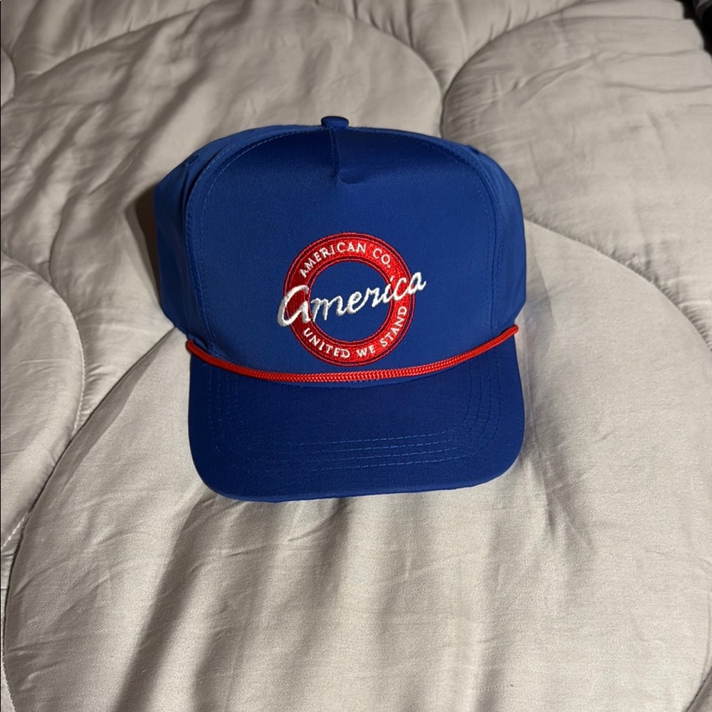 Blue America Cap with Red and White Embroidery